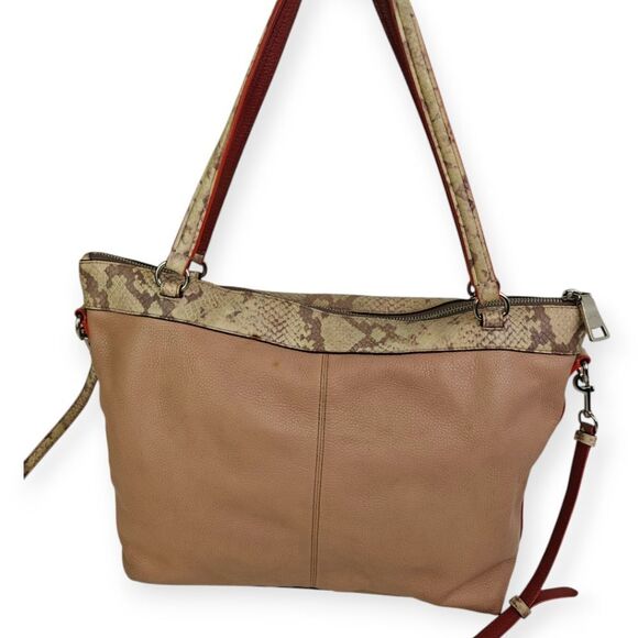 Coach Light Pink Genuine Leather Shoulder Bag Tote Handbag Purse - Picture 4 of 10